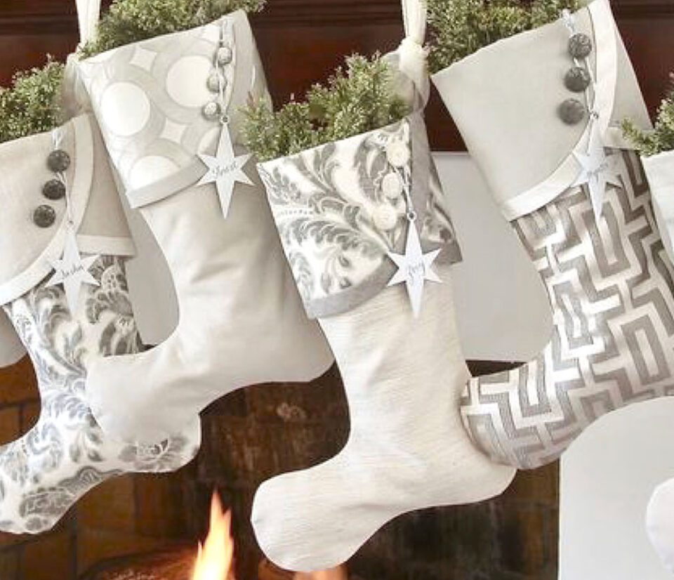 Luxury Christmas stockings by the fireplace